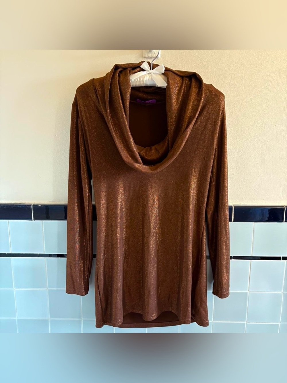Suzanne Somers Vintage Brown Shimmer Top